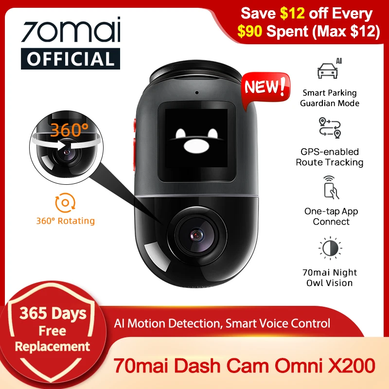 70mai Dash Cam X200 Omni 360 Full View 70mai DVR X200 Built 70mai-omni-dash-cam-ultimate-night-camera-with-360-degree-car
