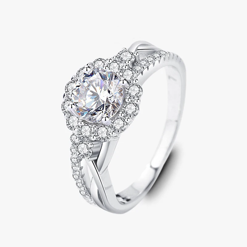 One Carat Mozanne Diamond Ring For Women S 925 Sterling Silver Jewelry Set Ring Anello Semplice E Versatile All'Ingrosso