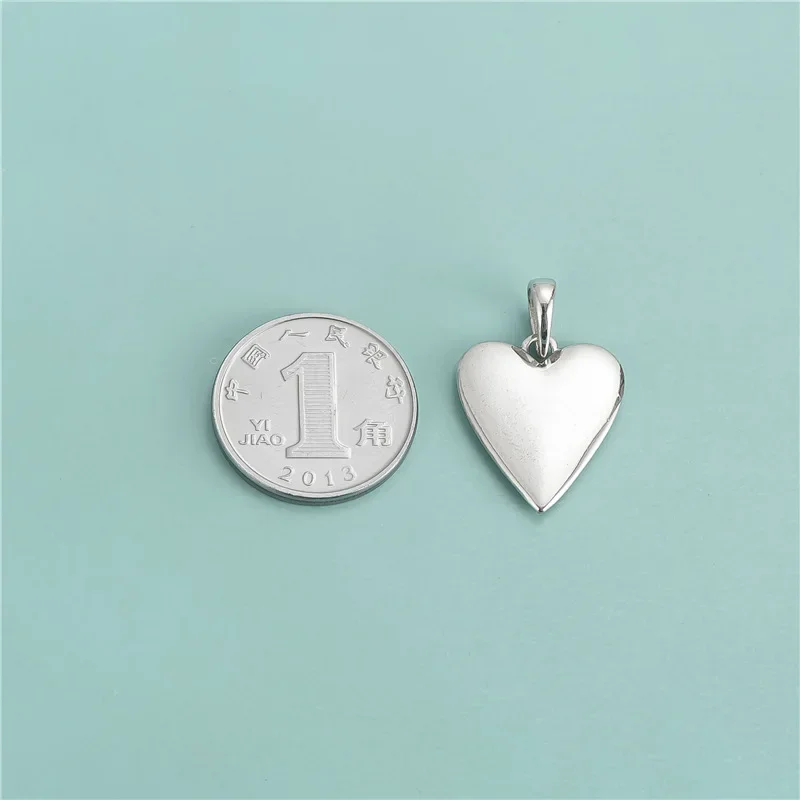 TrustDavis Real 925 Sterling Silver Sweet Romantic Glossy Heart Charm Pendant Handmade DIY Necklace Accessories Jewelry DZ704 pendant necklace silver necklace silver pendant silver necklace charms