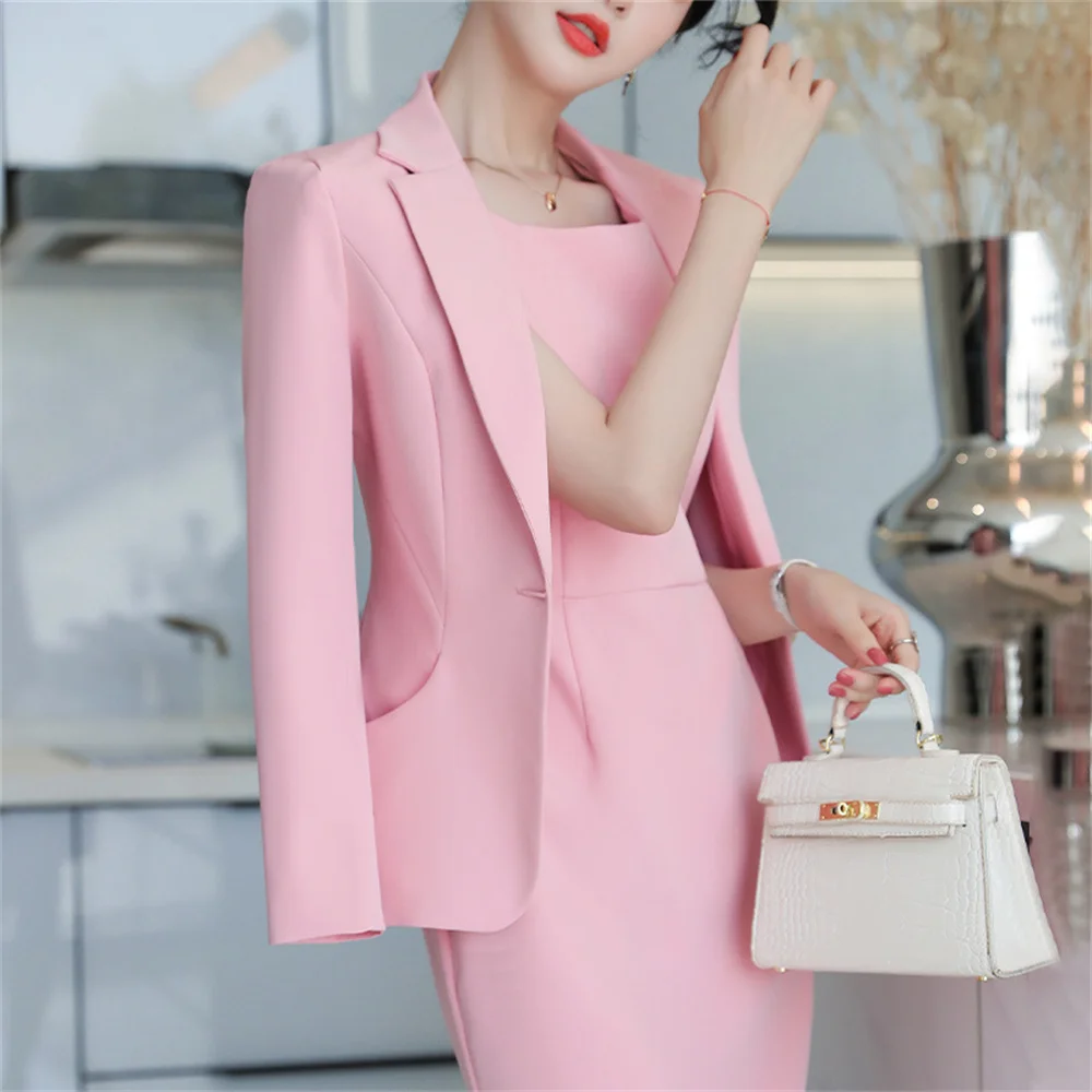 Luxury Women Dresses Set 2023 New in Office Lady Office Lady Professional Business Two Piece Set Female Blazer with Dress