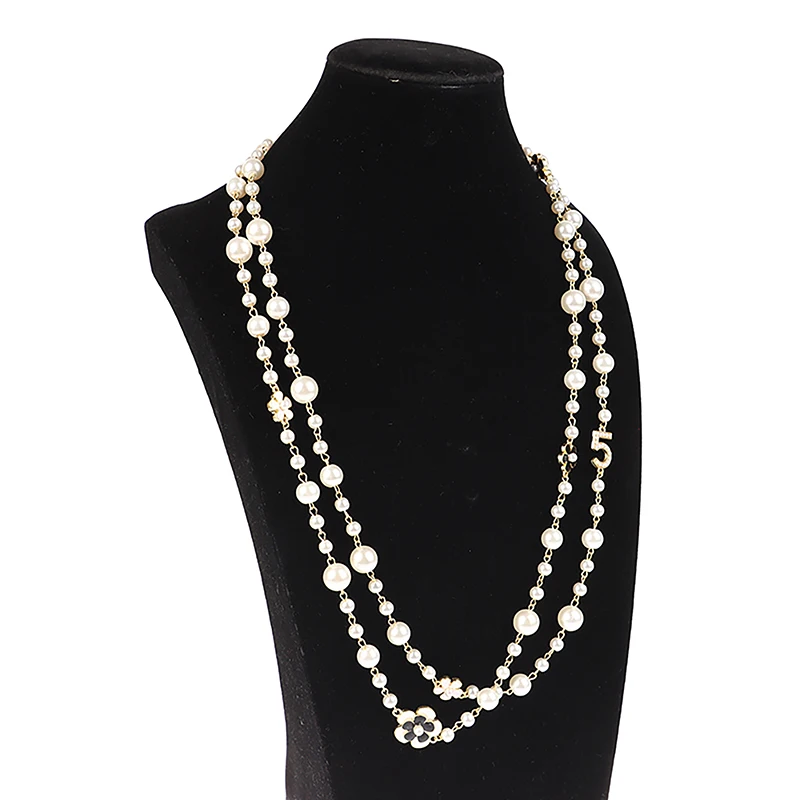 Klassische exquisite Perle lange Pullover Halskette Mode Dame Party Hochzeit Kristall Schmuck – Detail 11