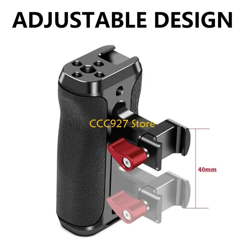 B03F Aluminum Alloy Camera Side Handle Ergonomic Camera Handgrip Cold Shoe Interfaces for Enhances Photography Experience