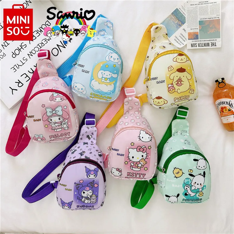 

Miniso Sanrio 2024 Girls' Chest Bag Fashionable High Quality Women's Shoulder Bag Cartoon Lightweight Children's Crossbody Bag