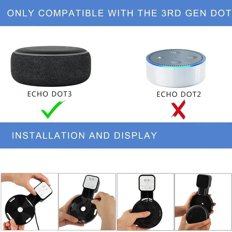 Echo Dot Wall Mount Holder with Cord Management - Smart Speaker Storage Solution