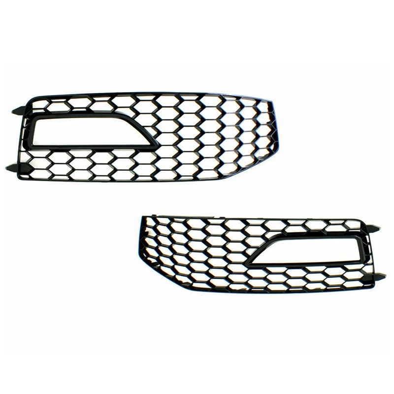 

B8.5 RS4 Fog Light Grilles For 2013-2016 - A4 S-Line Front Bumper Gloss Black