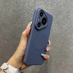 Liquid Silicone Magnetic Shockproof Matte Case, Soft Touch Finish, for Mate 60 ProPlus (XYC Gray)