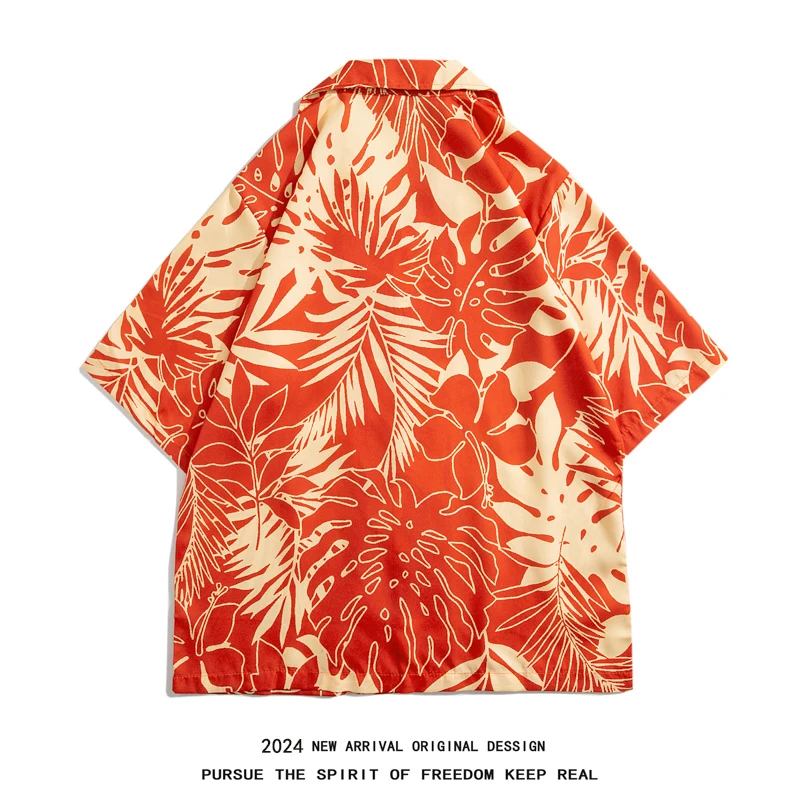 Casual Short Sleeved Shirt Summer men's floral shirt designed in Hawaiian beach style short sleeved casual shirt ice silk quick drying loose top