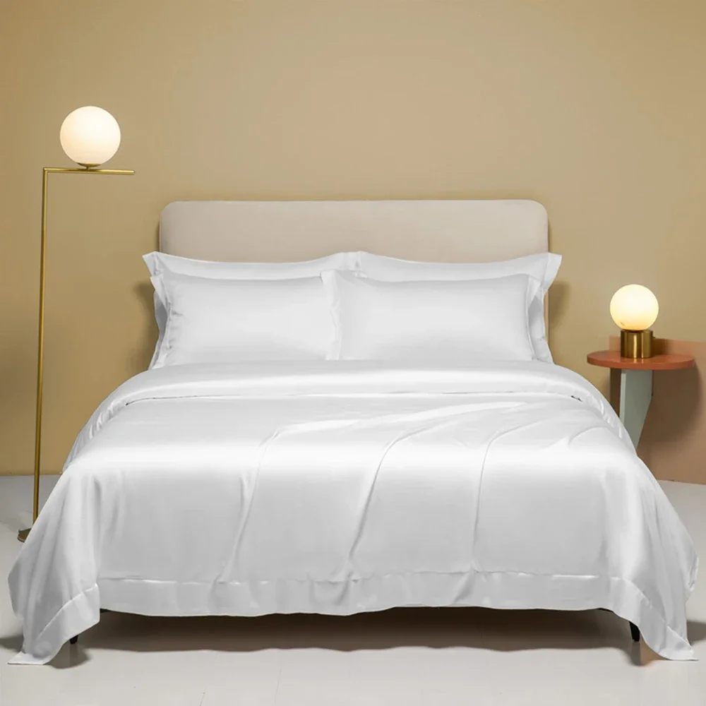 

Luxury Nature 100% Silk Bedding Set Solid Color Duvet Cover Pillow Case Bed Sheet Quilt Cover King Queen For Deep Sleep