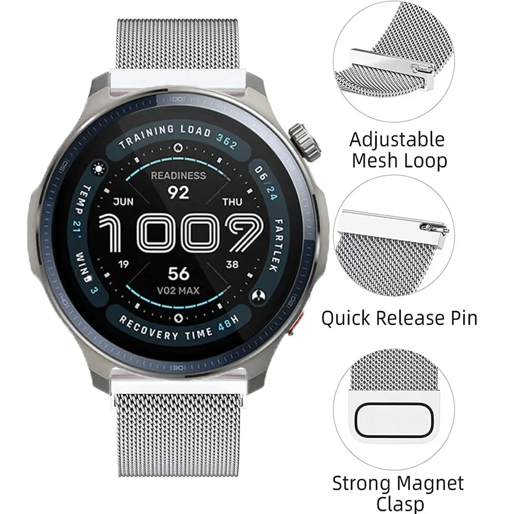 Milanese Stainless Steel Smartwatch Strap - Adjustable Mesh Wristband
