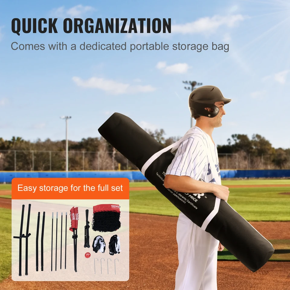 Filet D'entraînement De Baseball/softball 7x7 Pieds Avec Tee Et Sac