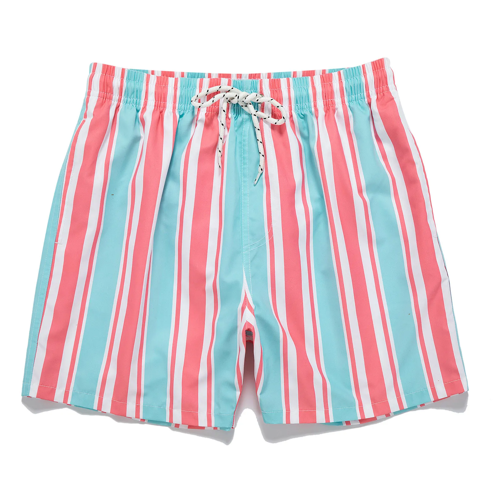 

Men'S Swimming Shorts Trendy Striped Print Board Shorts Drawstring Double Pocket Breeches Knee Trunks Hawaiian Pantalones Cortos