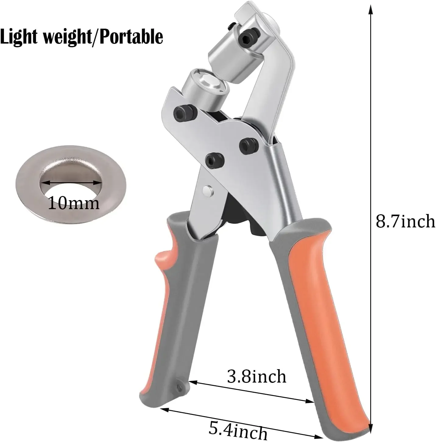 

Grommets 500pcs Portable Pliers Punch Press Silver W/ Hole Handheld Machine 3/8 Tool Manual Of Grommet Hand Puncher Kit