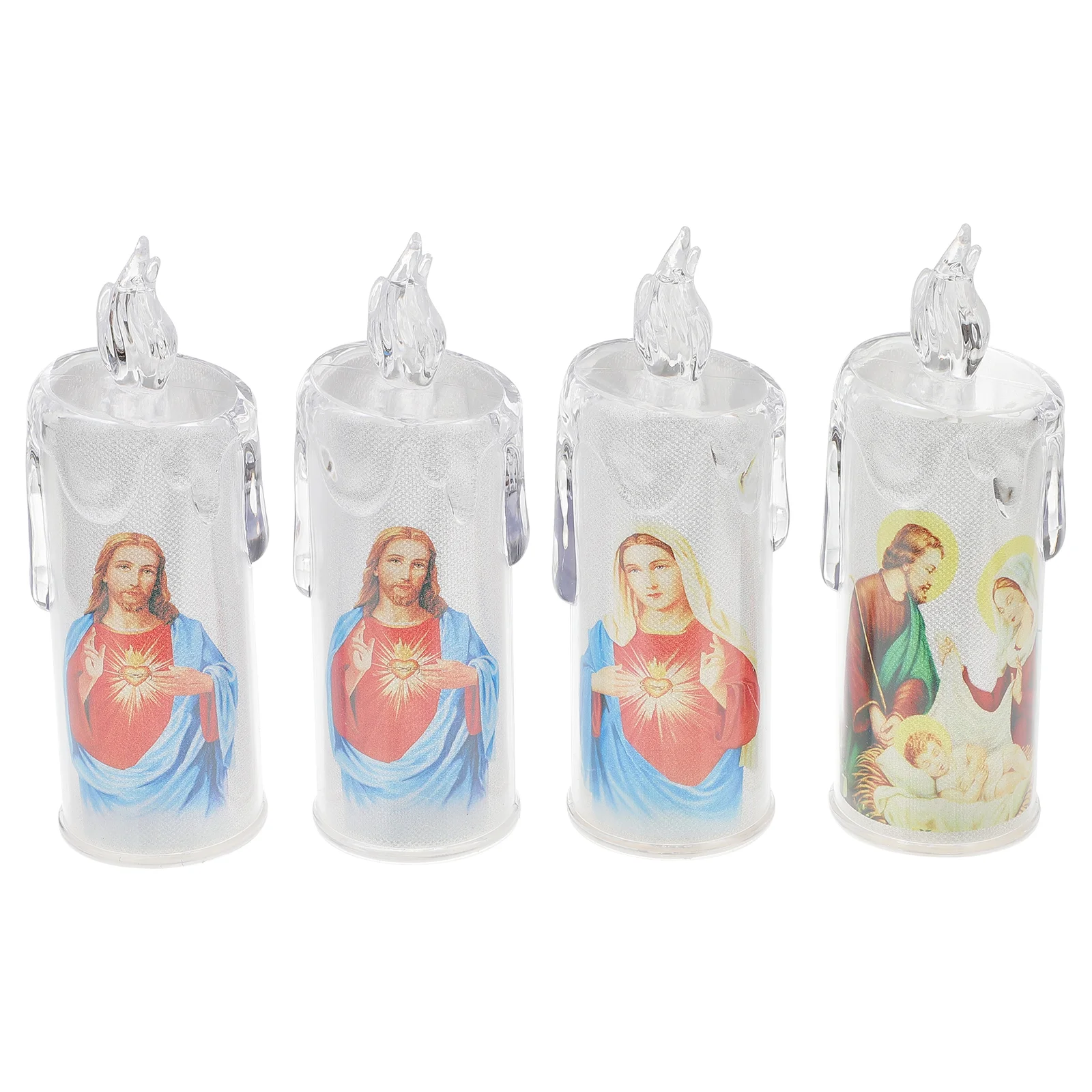 Jesus Flameless LED Flameless Candlesticks White Devotional Prayer Led Flameless Candles Led Wax Lights Long Flameless Candles