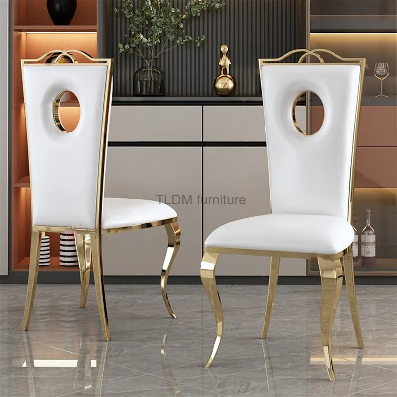 Stainless Steel Dining Chairs Modern Dining Table Chairs Home Furniture Nordic Flannel Dinning Chair Restaurant Backrest Chair folding bar chairs 2 pcs hdpe and steel brown rattan look