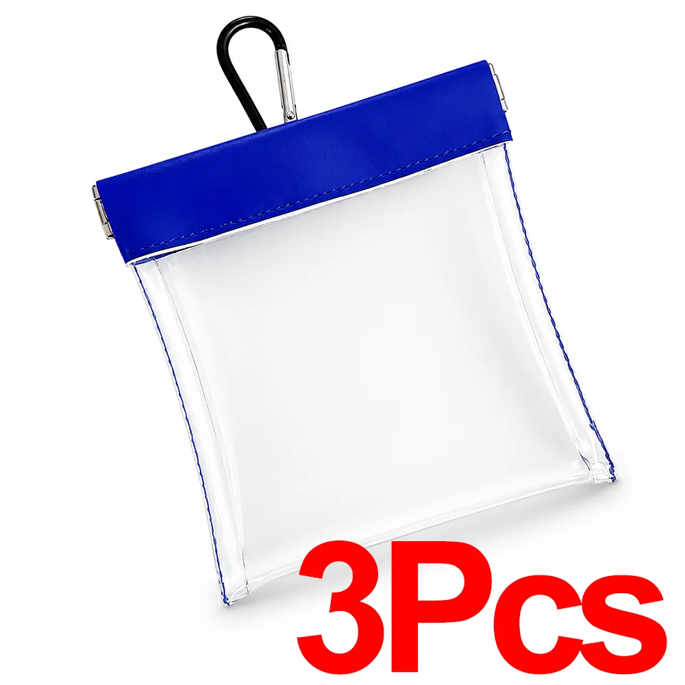Transparent Golf Accessories Pouch with Auto-Closing Tee Holder and Green Fork