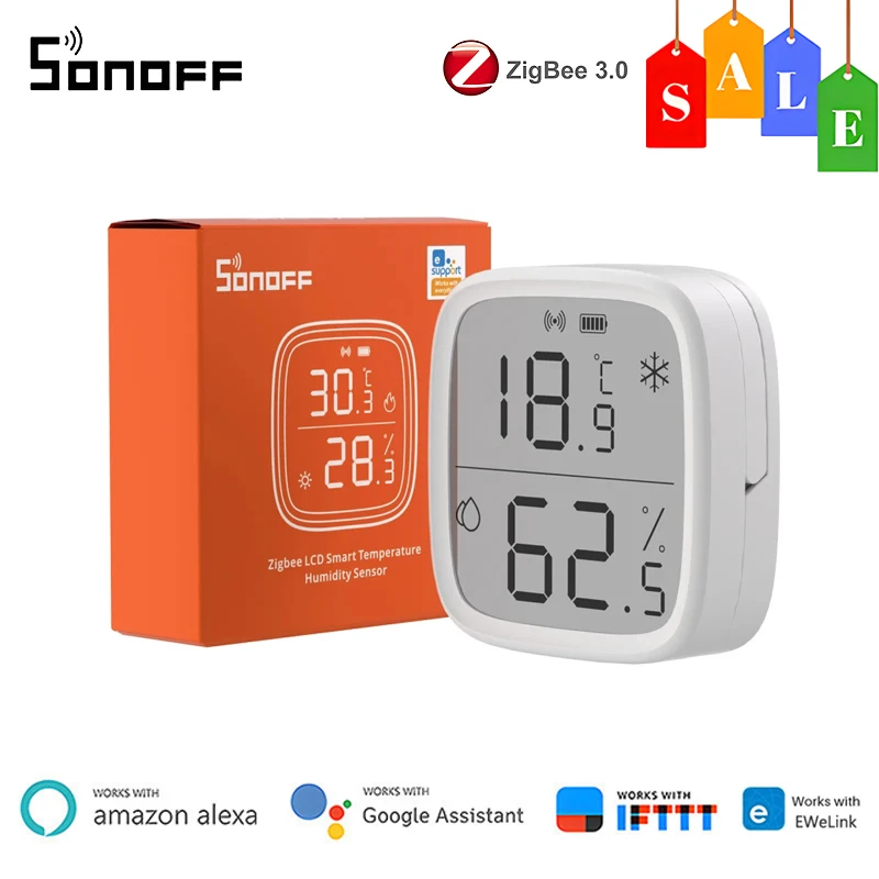 

Умный датчик температуры и влажности SONOFF SNZB-02D Zigbee LCD, приложение для мониторинга в реальном времени, работает с ZB Bridge-P/ ZB Dongle/ NS Panel