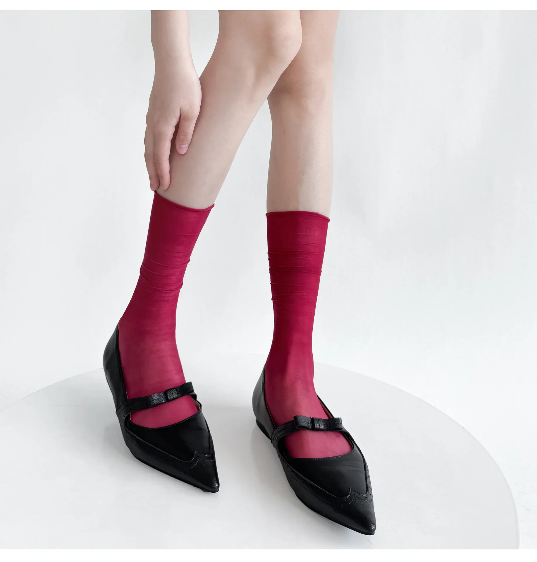 Damen-Socken, Sommer, ultradünn, transparent, Nylon, lange Socken, Damen, lässig, dünn, atmungsaktiv, einfarbig, schwarz, weiß, hautfarben, grau – Detail 10