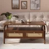Mid Century Modern Coffee Table with 4 Rattan Drawers,Coffee Tables for Living Room,Convenient for Eating,Gaming,or Working 6