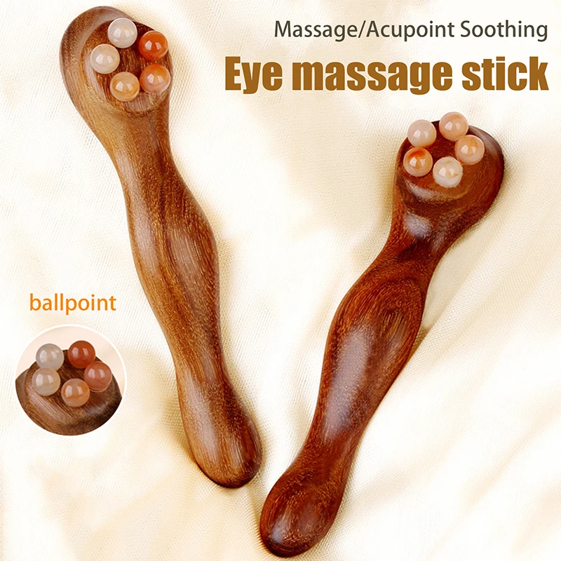 Gua Sha Face Skin Care Massager Reduce Puffiness Sandalwood Eye Massage Stick Five Beads Lotus Seedpod Face Massage Tools