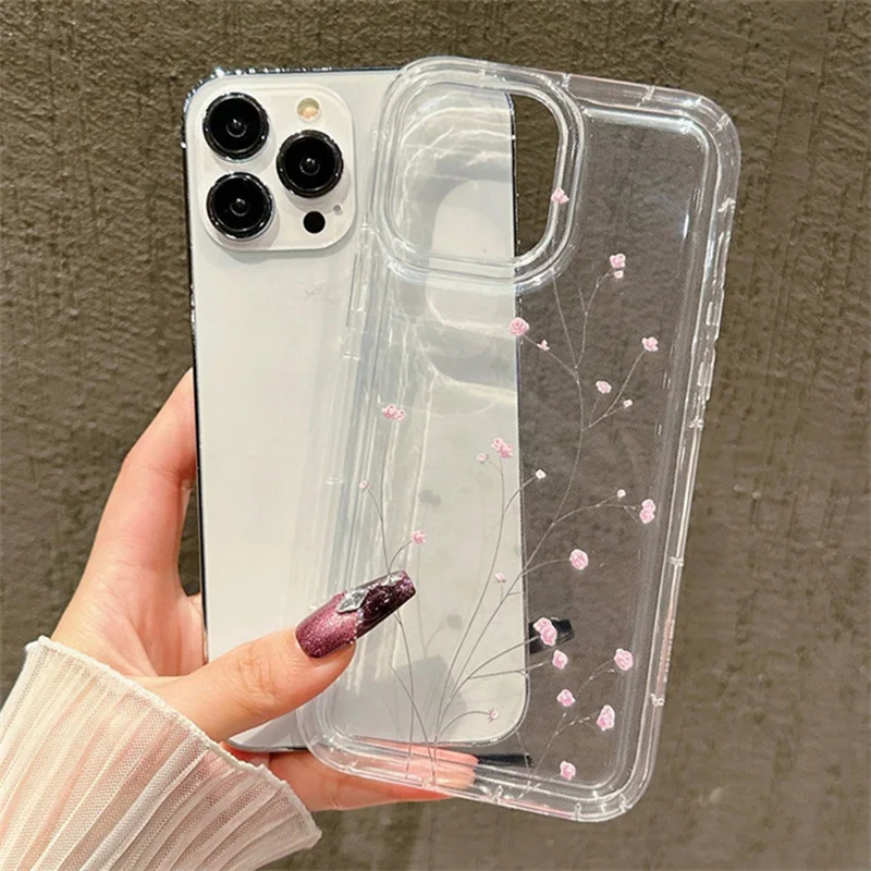 Korean Cute Flower Design Anti-Fall Clear Phone Case