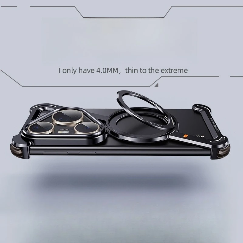 Oatsbasf Metal Frameless Phone Case with 360° Rotating Magnetic Stand