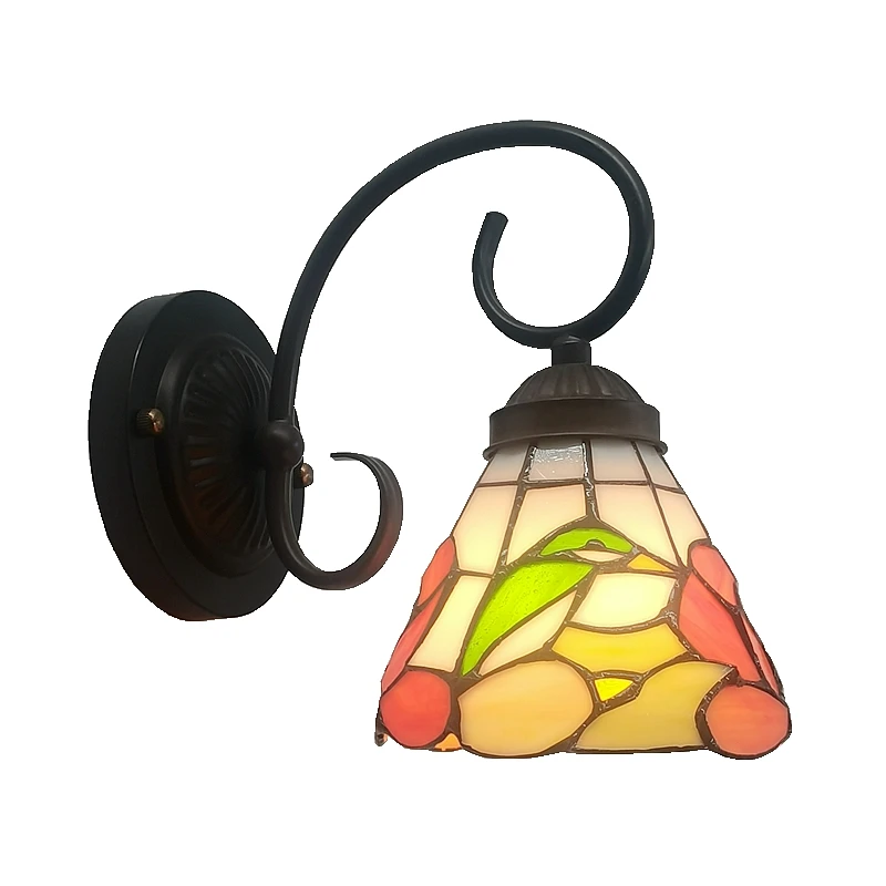 American Bird Single Head Glass Wall Lamp Tiffany Style Bedroom Balcony Dining Room Creative Light Decorations Idyllic Peony - Image 6