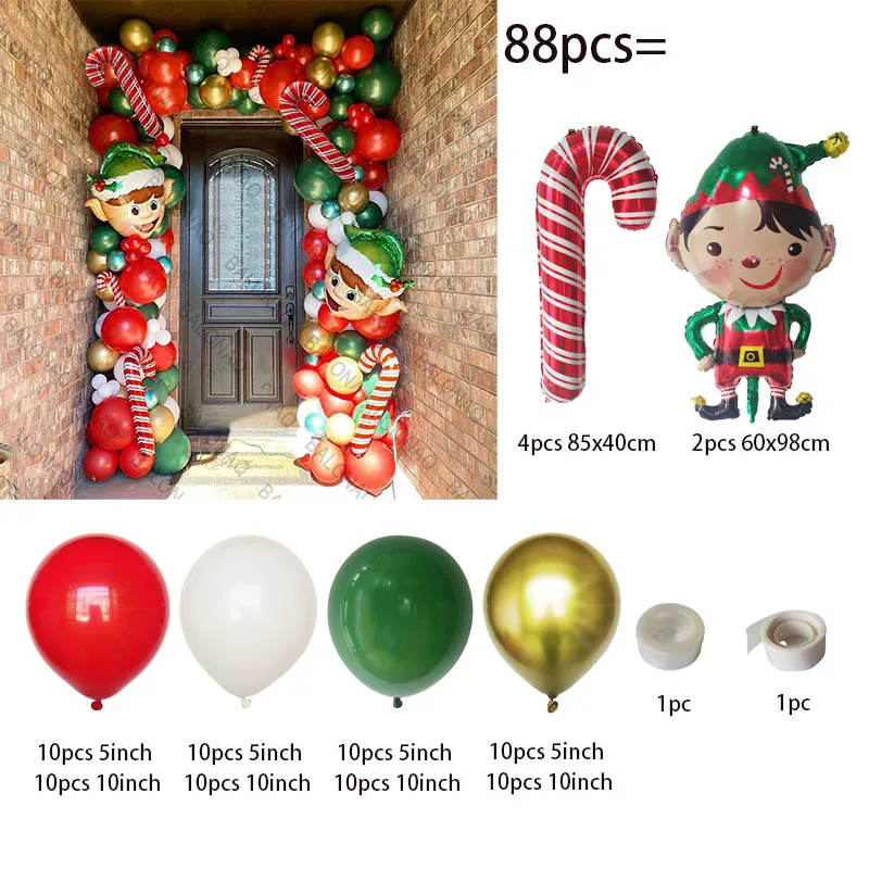 Christmas Balloons Set Garland Arch Kit Red White Metallic Gold Green Balloon for Christmas Party Decorations 2025 New Year