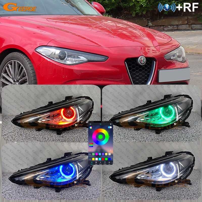 

For Alfa Romeo Giulia 952 2015 - 2021 2022 Bluetooth App RF Remote Ultra Bright Multi-Color RGB Led Angel Eyes Kit Halo Rings