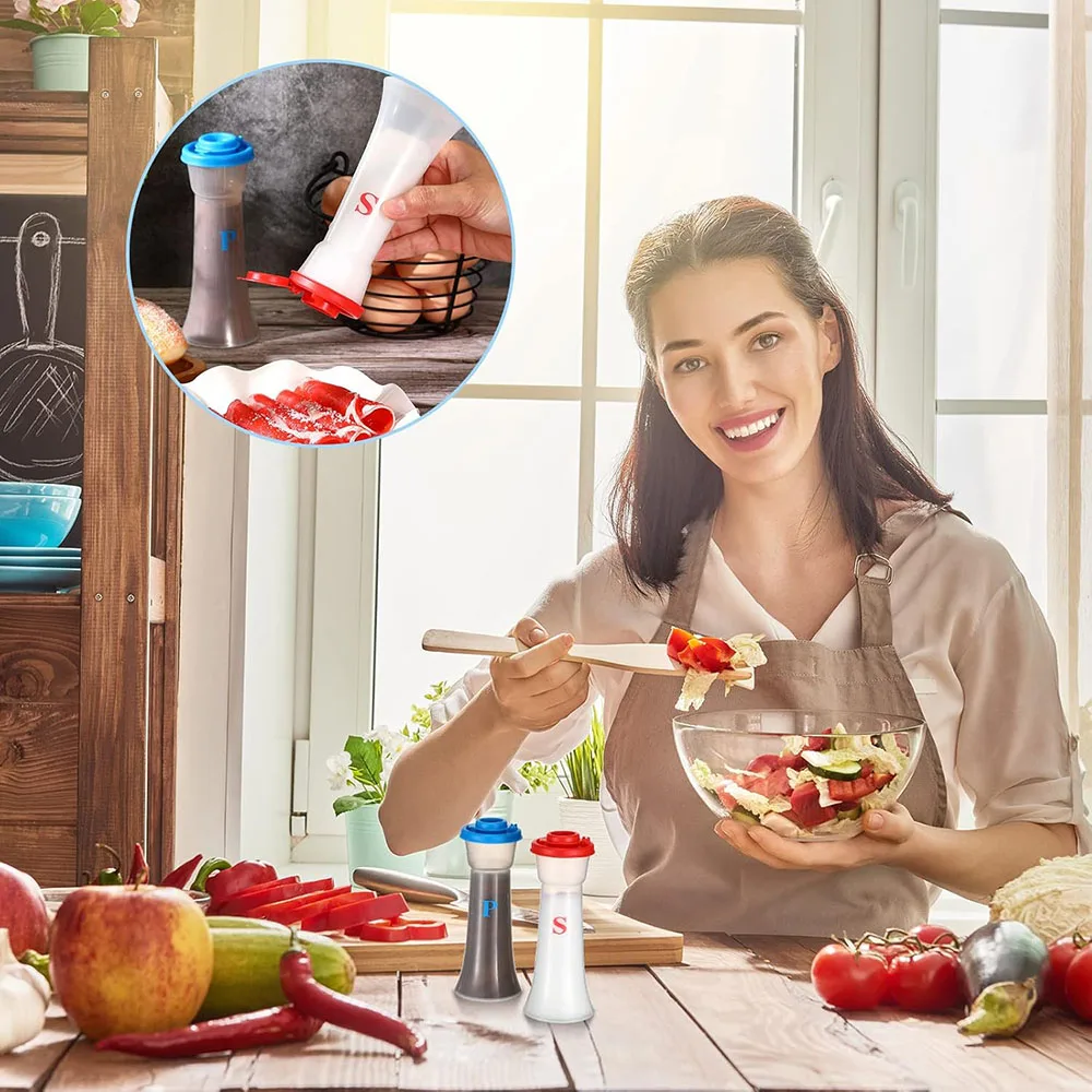 Plastic Salt and Pepper Shakers Lids Large Moisture Proof Salt Shaker Pepper Container Home Kitchen Restaurant Camping seasoning jar,salt shaker,salt pepper shakers