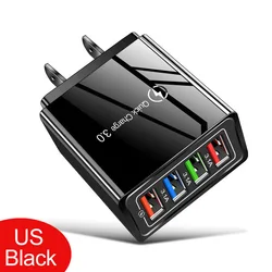 High - Speed USB Wall Charger with Quick Charge 3.0 Technology - US Plug   Black