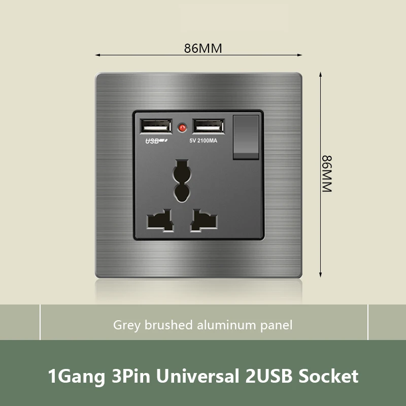 1Gang 3Pin 2USB