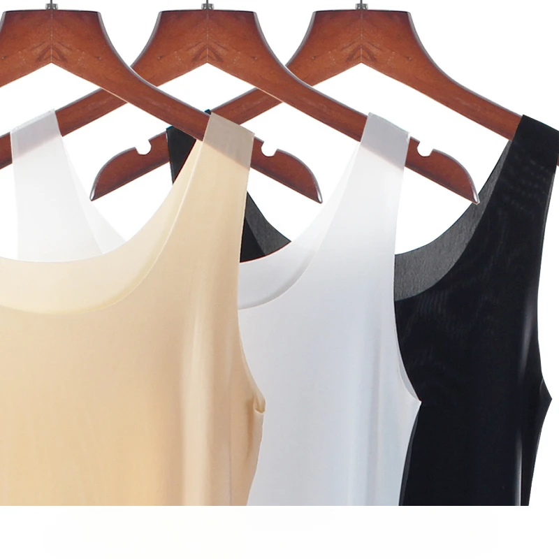 Seamless V-Neck Full Slips Dresses For Women Thin Ice Silk Summer Underskirt Dress Sleeveless Inner Vest Dress Plus Size M-3XL - Image 5