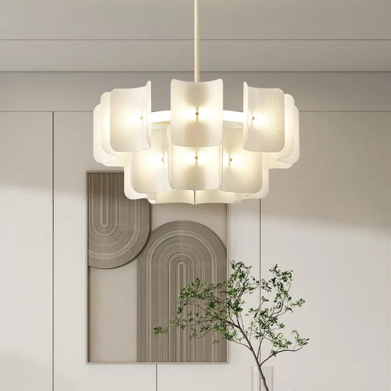 Soggiorno creativo Grande lampadario Minimalista Wabi Sabi Lampadario a LED per Villa Camera da letto Casa Lampada a sospensione nella hall bianca nordica - immagine 2