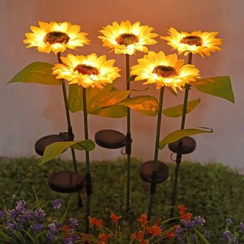 

New Sloar Led Sunflower Light Outdoor Waterproof Landscape Lawn Lamps Christmas Flowers Lights for Courtyard Garden Decoration