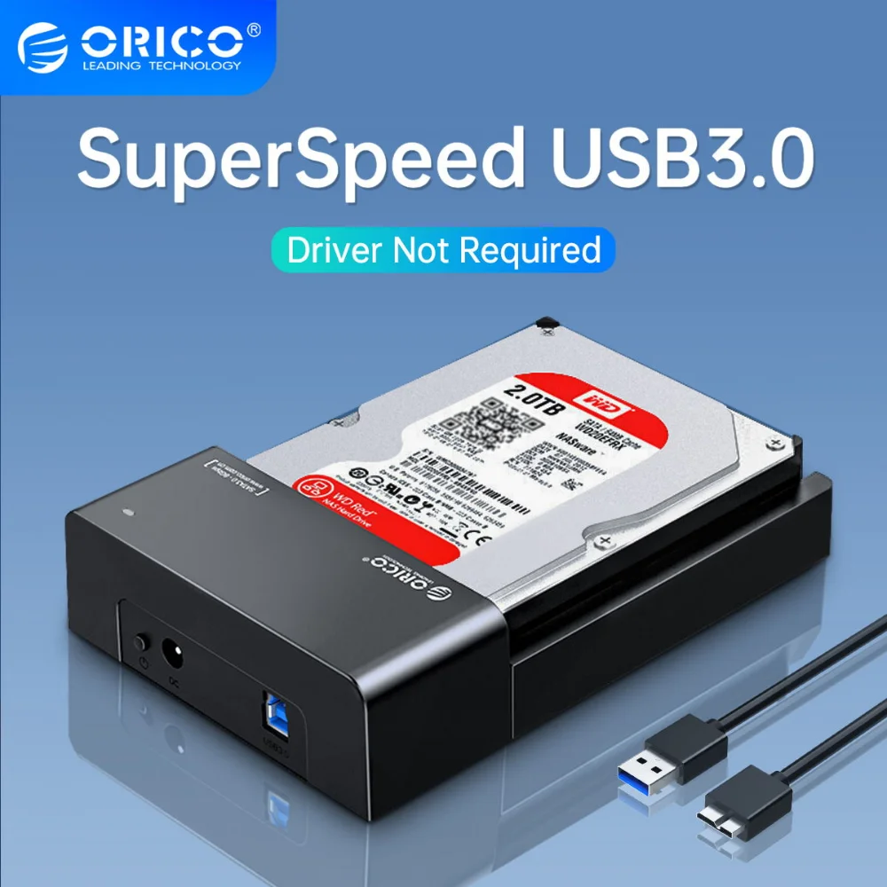 Orico Lay-flat Hdd Docking Station Sata para Usb 3.0 Disco Rígido Externo Docking Station para 2.5 3.5 Polegada Hdd Ssd Suporte Uas
