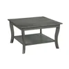Heritage Square Coffee Table in Black Finish，Two Spacious Tiers of Shelving 6