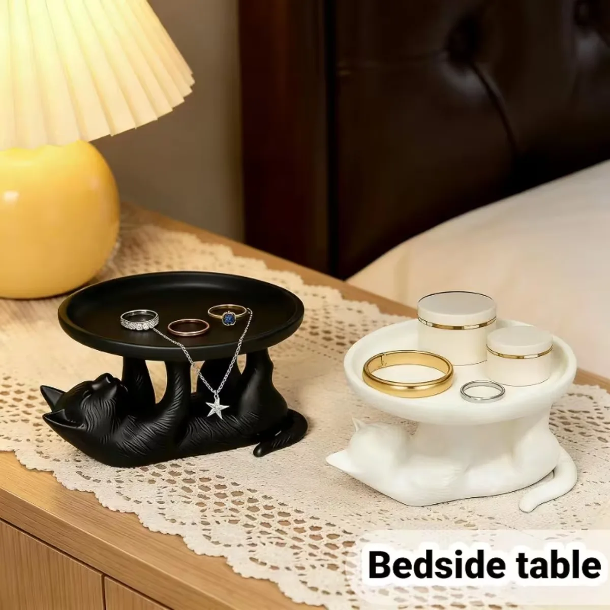 3D Printed Cat Shaped Jewelry Organizer Tray for Keys Earrings Cute Feline Design Desktop Home Decoration Accessories Fairy 1PC 4