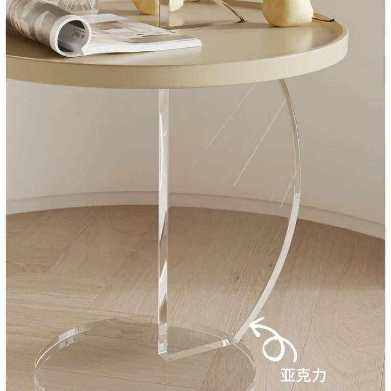 

Light Luxury Living Room Cream Sand Hair Edge A Few Acrylic Transparent Art Small Coffee Table Mini Corner Small Apartment