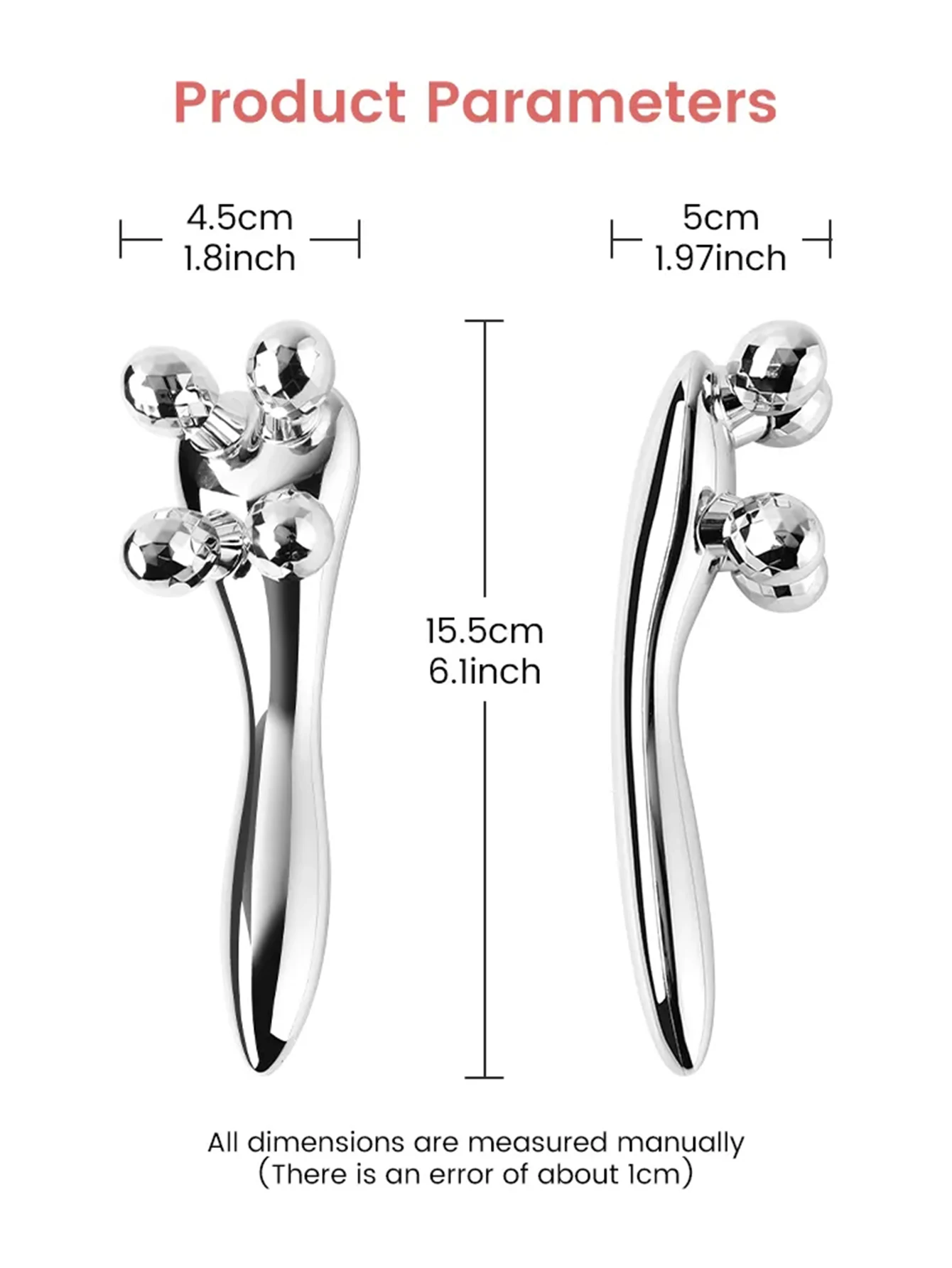 1 Pcs 4D Roller Face-lift Wrinkle Silver Y Shape Roller Facial Eye Neck Muscle Relaxation Slimming Massager Relaxation Tools