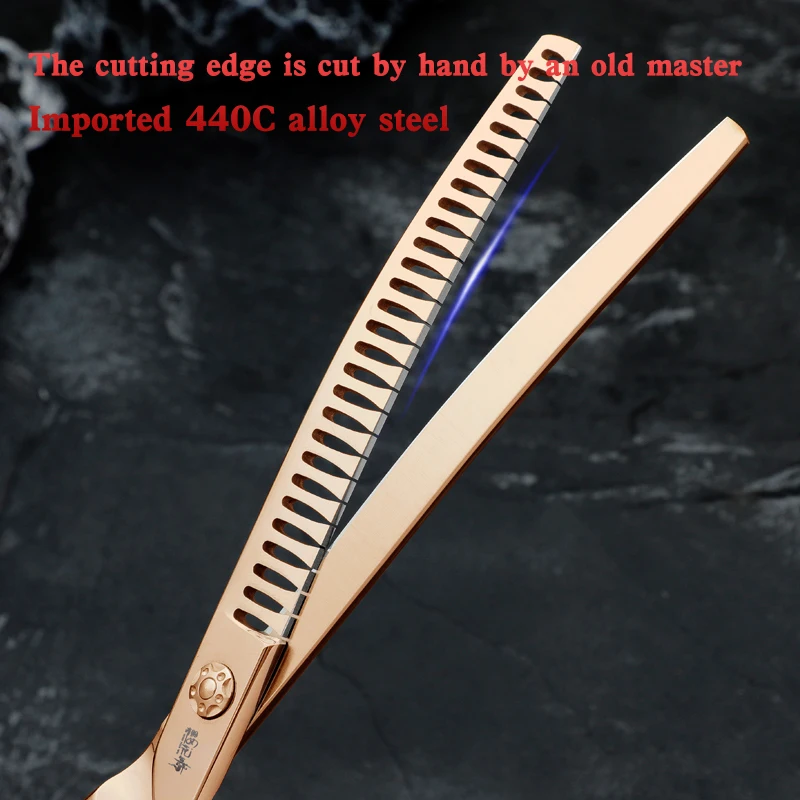 Curved edge fish bone shears 7.5" dog grooming scissors for Teddy Pomeranian