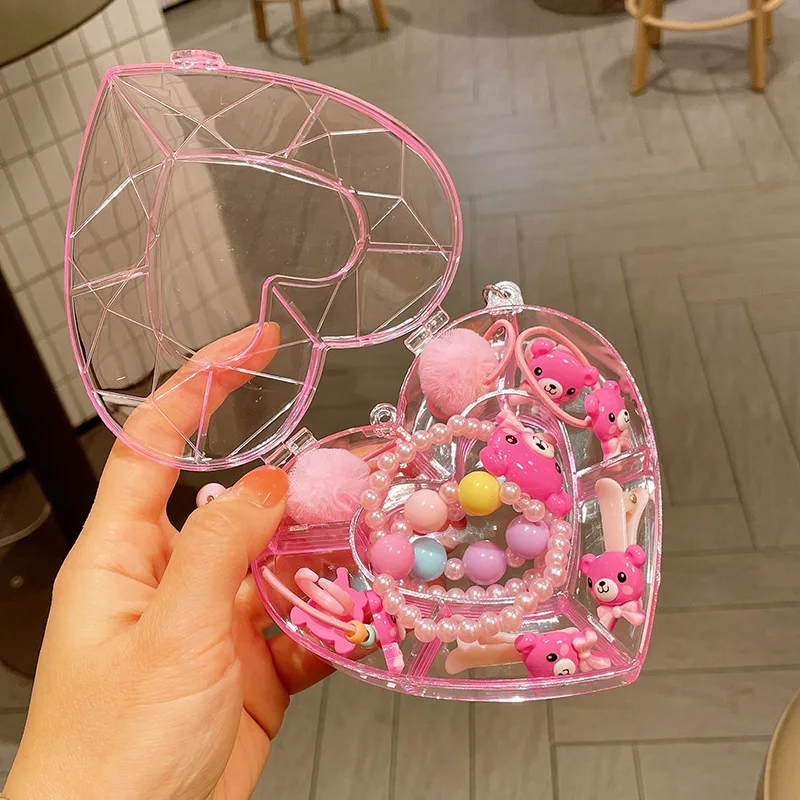 Girls Jewelry Set Cartoon Fruit Pendant Bracelet Set Random Color Birthday Gift Box