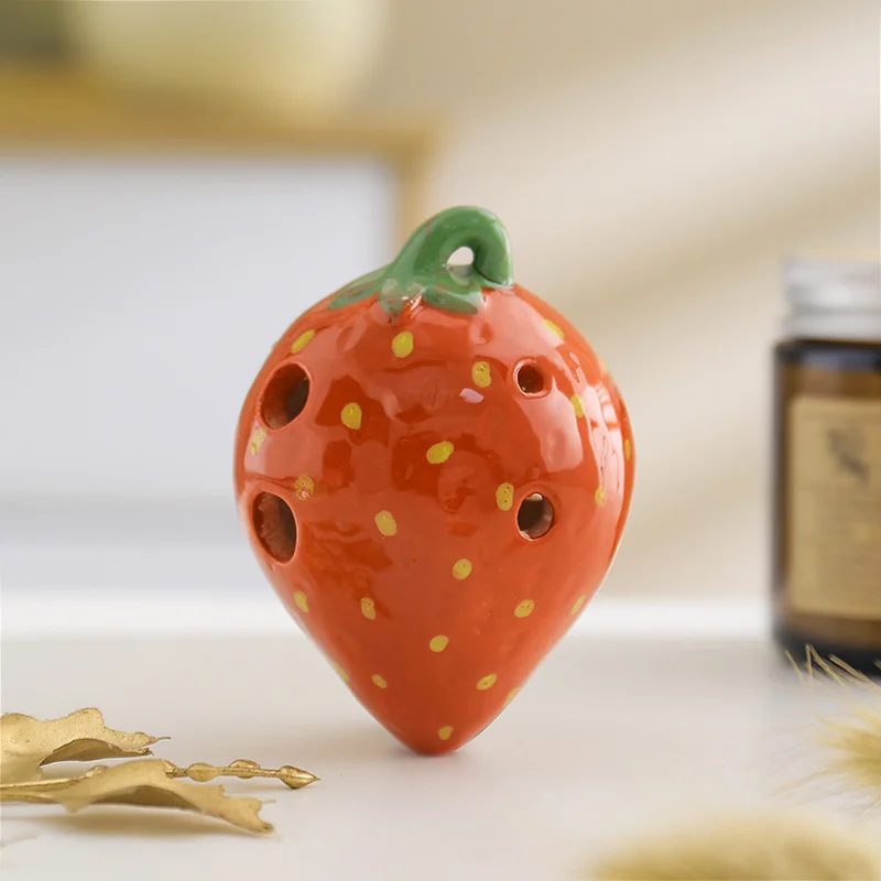 Strawberry Fruits Ocarina 6 Holes Ceramics Handmade Ac Tone Orff Instruments For Beginners