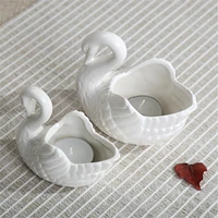White Pink Blue Swan Ceramic Ornaments Decoration Desktop Storage Box Tealight Candles Holder Flower Pot Home Decor Furnishings 3