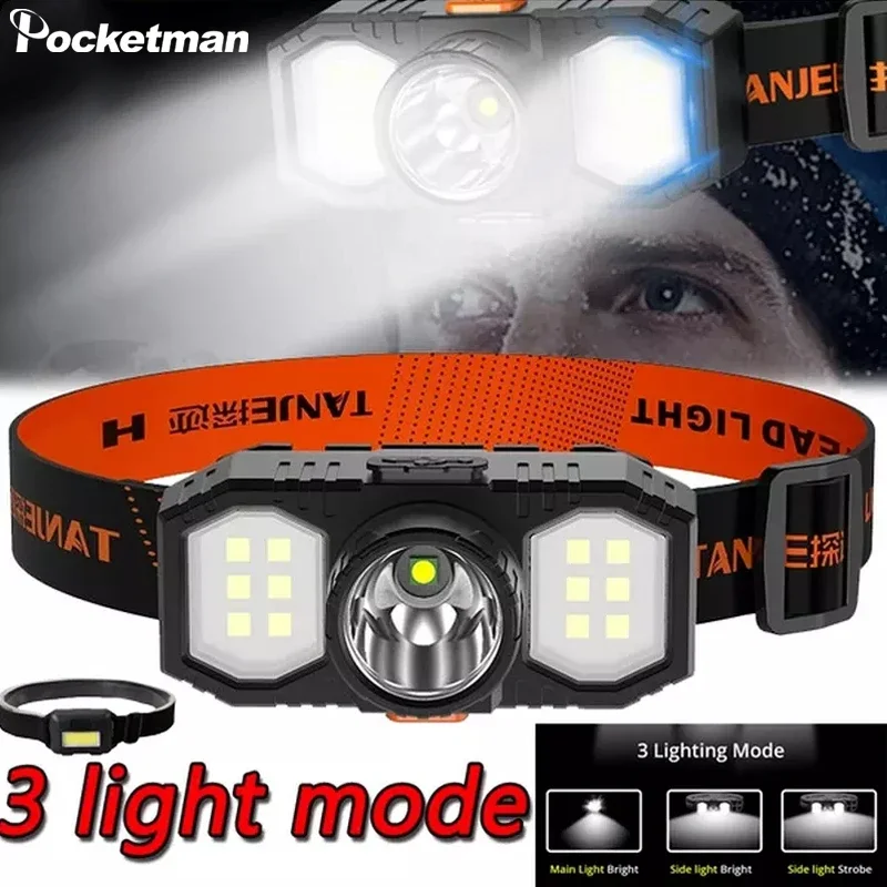 

Ultralight LED Headlamp USB Rechargeable 18650 AA Battery 3Modes Camping Headlight Waterproof Head Flashlight Fishing COB Light