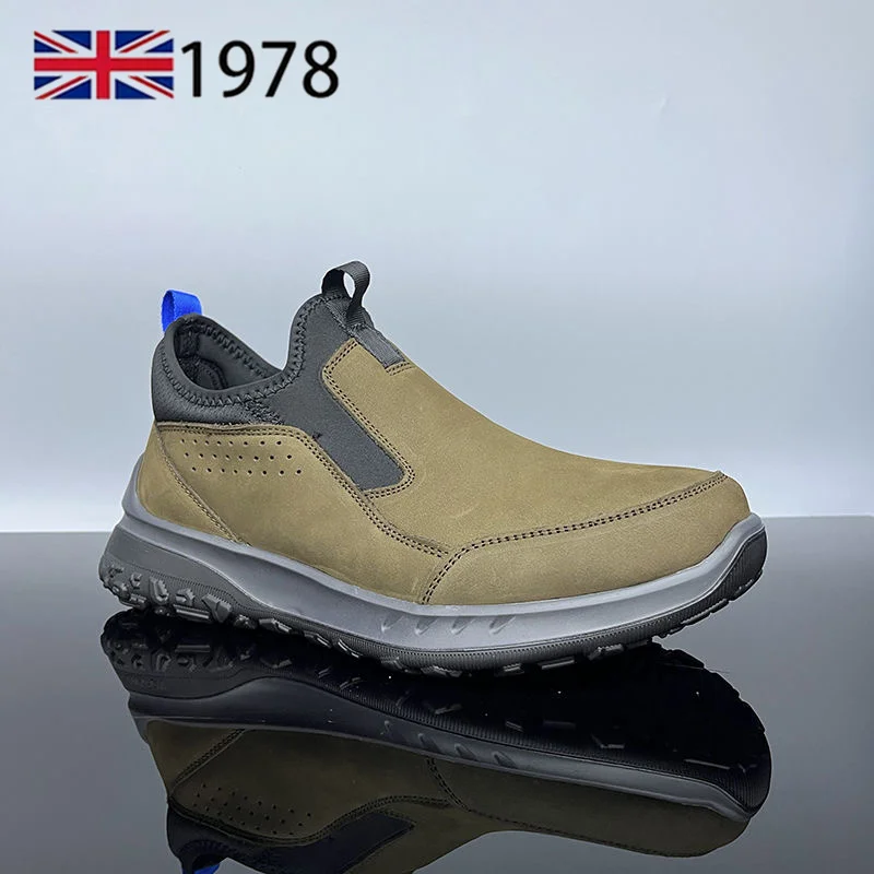 Men's casual sports shoes light comfortable breathable lazy shoes spring autumn walking solid color Genuine leather Men
