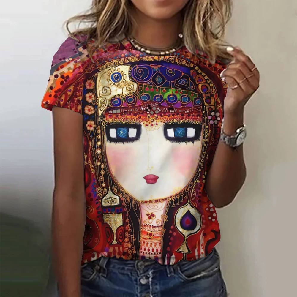 Dam t-shirt för sommar med 3d blommig tryck oversized topp_voghion.com