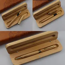 Bamboo Ballpoint Pen Box Case Custom Pen Favors Father's Day Back To School Gift Fountian Pen School Supplies Wedding Favors