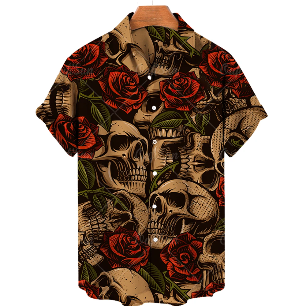 

Men's Hawaiian Shirt Loose Top 5xl 3d Skull Print Shirts For Men 2022 Fashion Shirt Men Women Tee Breathable Summer Short Sleeve