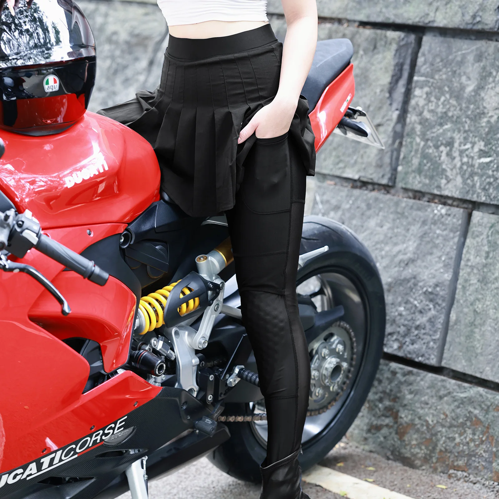 WOSAWE 여성용 오토바이 아머 슈트 CE 인증 패드 모토크로스 전신 보호 여름 다운힐 레이싱 재킷 스커트 팬츠 세트