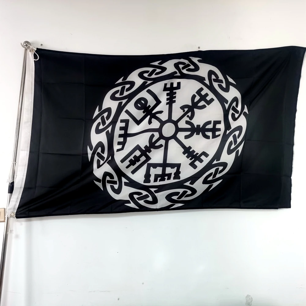 Viking Compass Flag 90x150cm Runes Banner Outdoor Garden Home